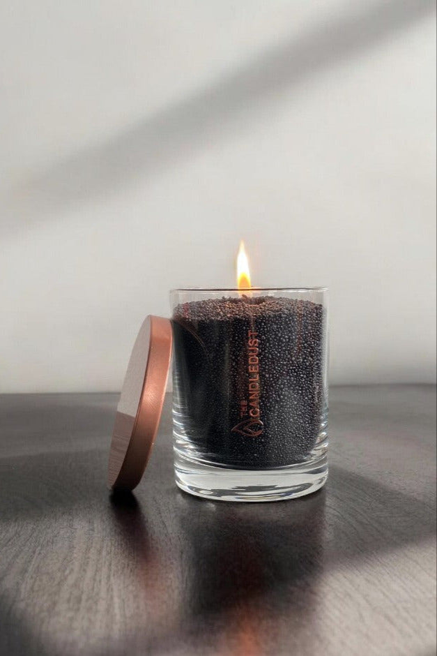 Unscented Powder Candle in Glass - Black 160g