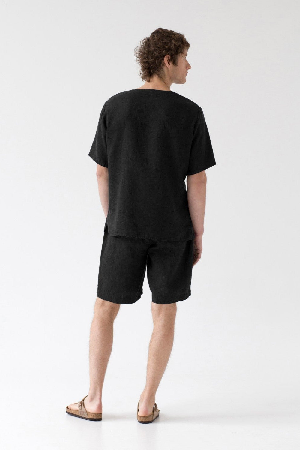 Linen Fern Pyjama Set - Black