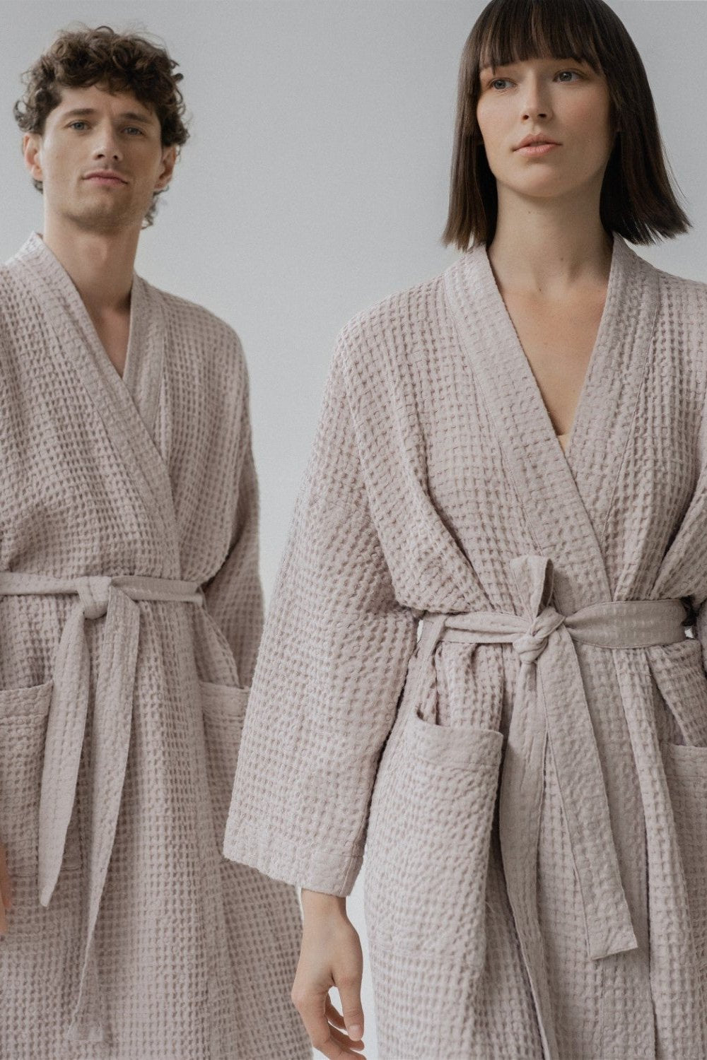 Honeycomb Waffle Bathrobe - Powder