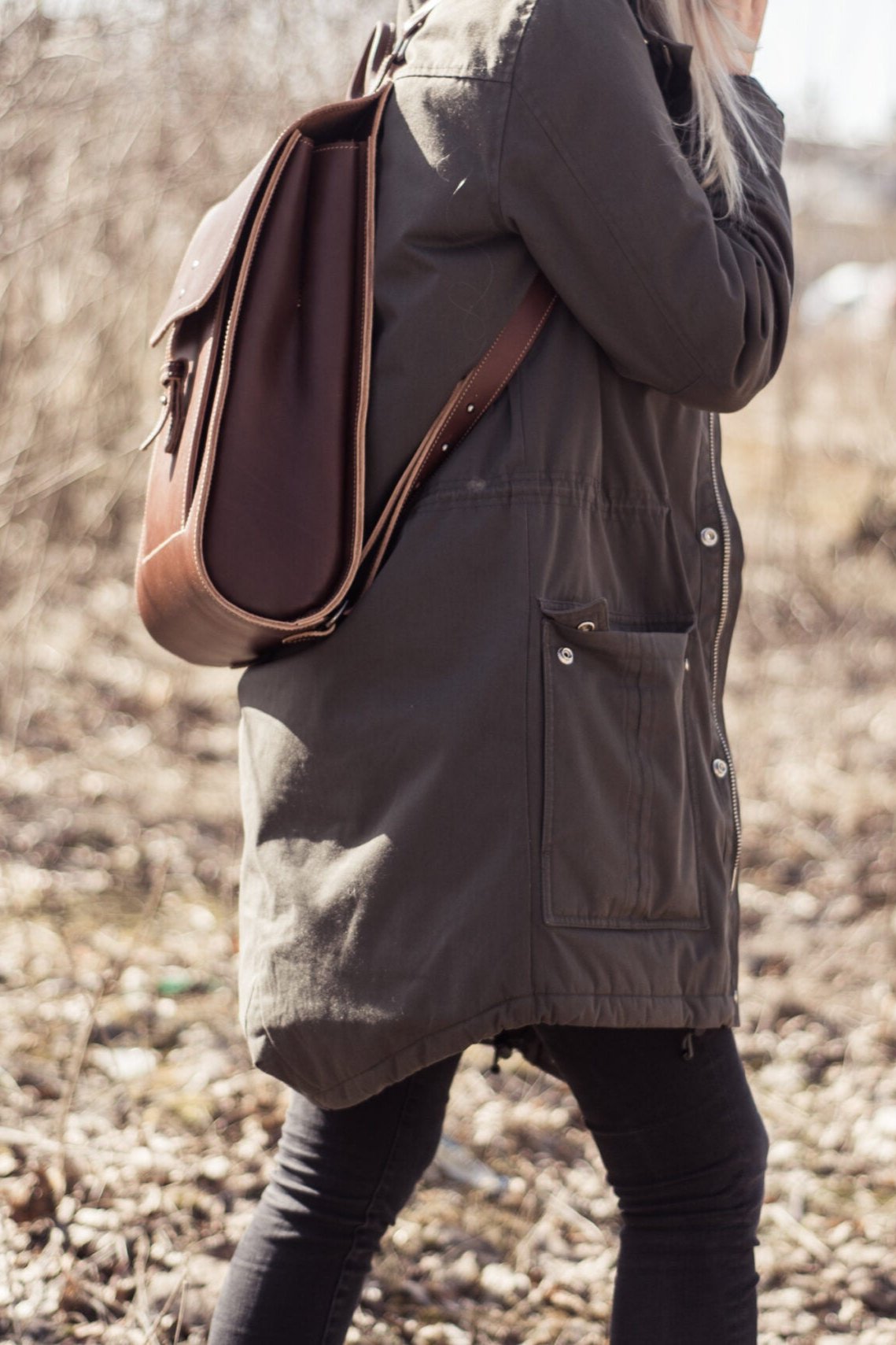 Puiki didelė kuprinė | Cognac