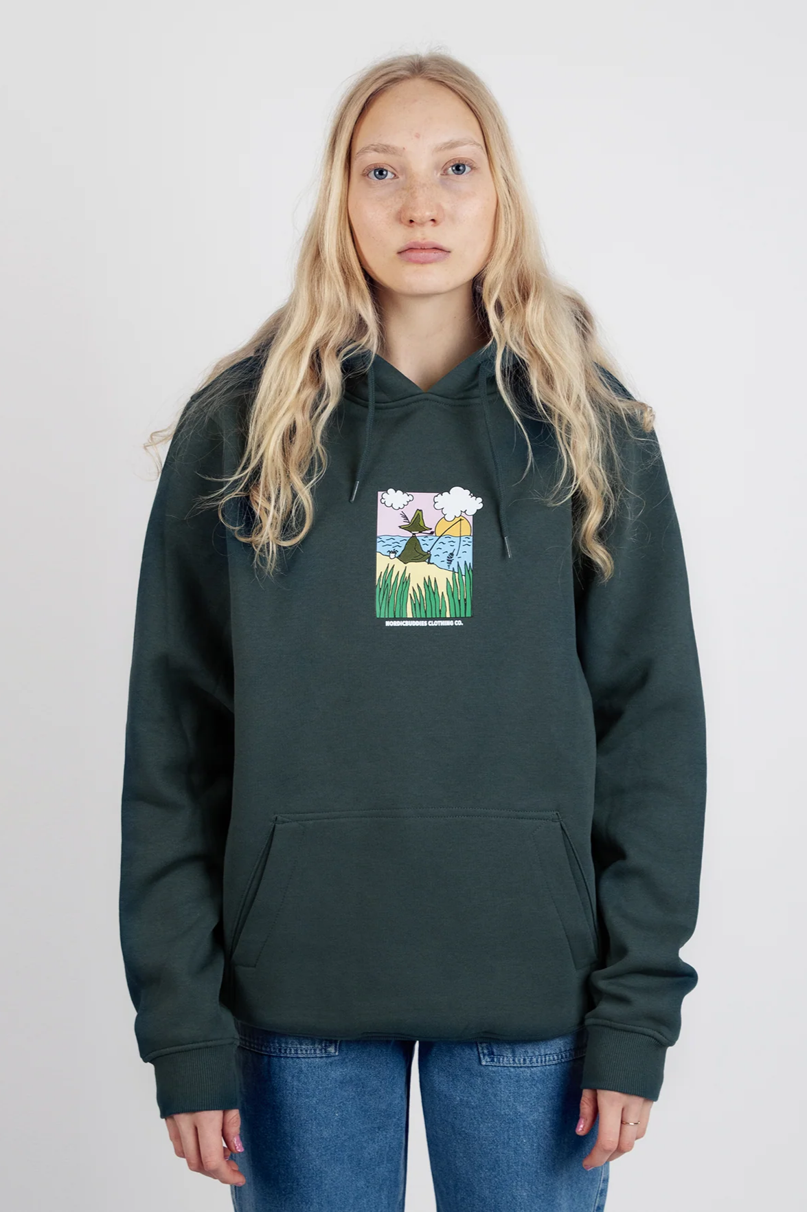 Unisex džemperis su gobtuvu | Snufkin Fishing