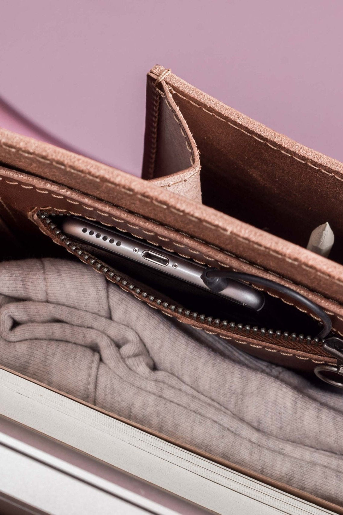 Puiki didelė kuprinė | Cognac