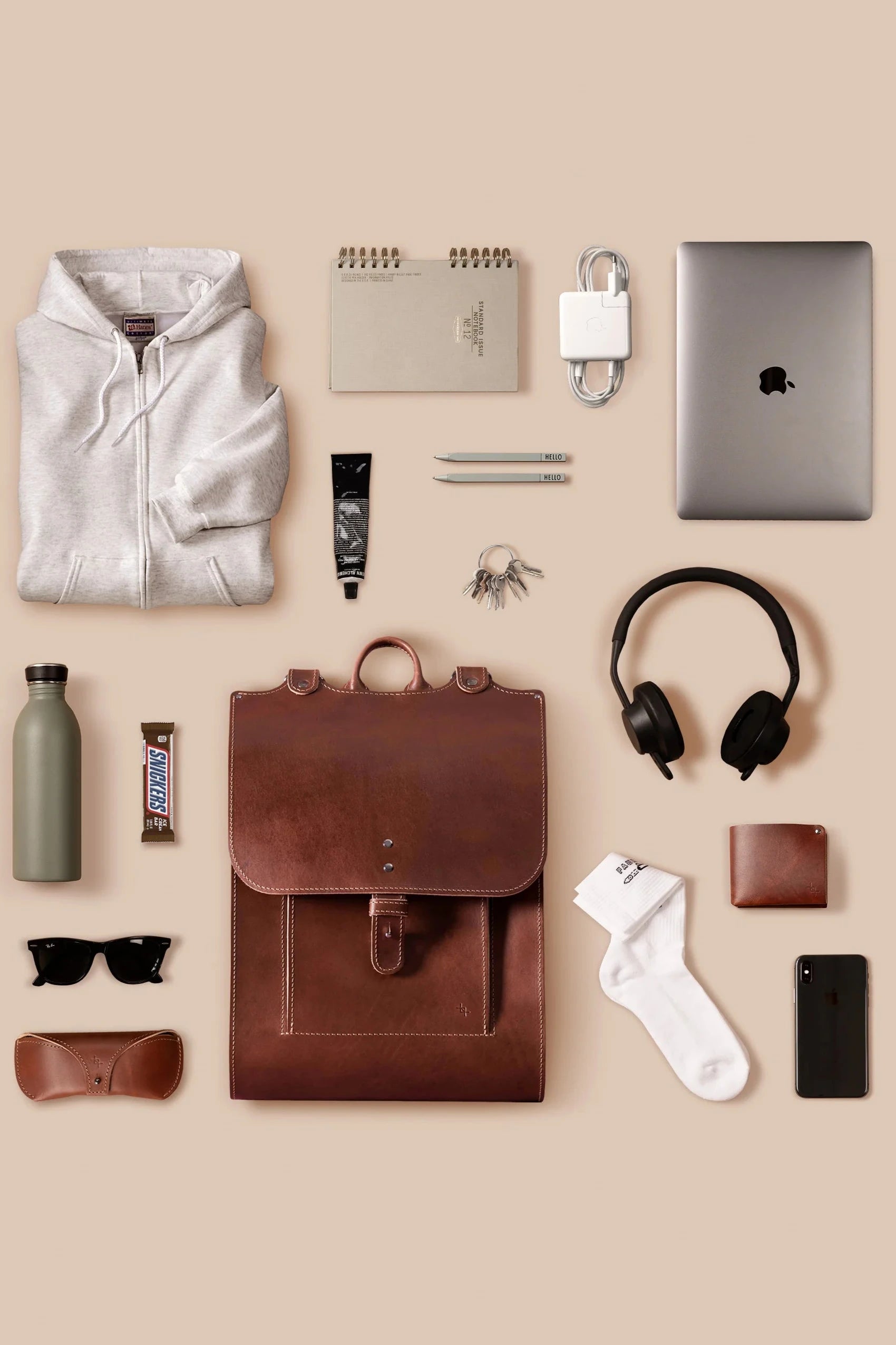 Puiki didelė kuprinė | Cognac