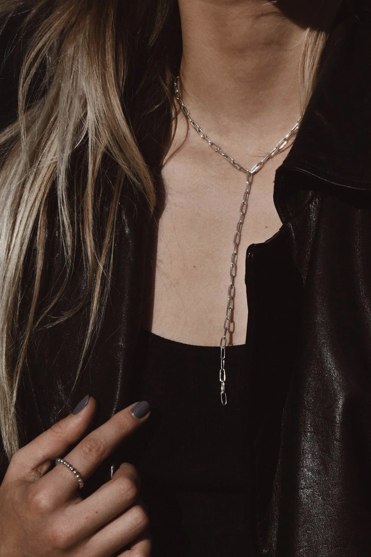 Paper Clip Y-Necklace Silver