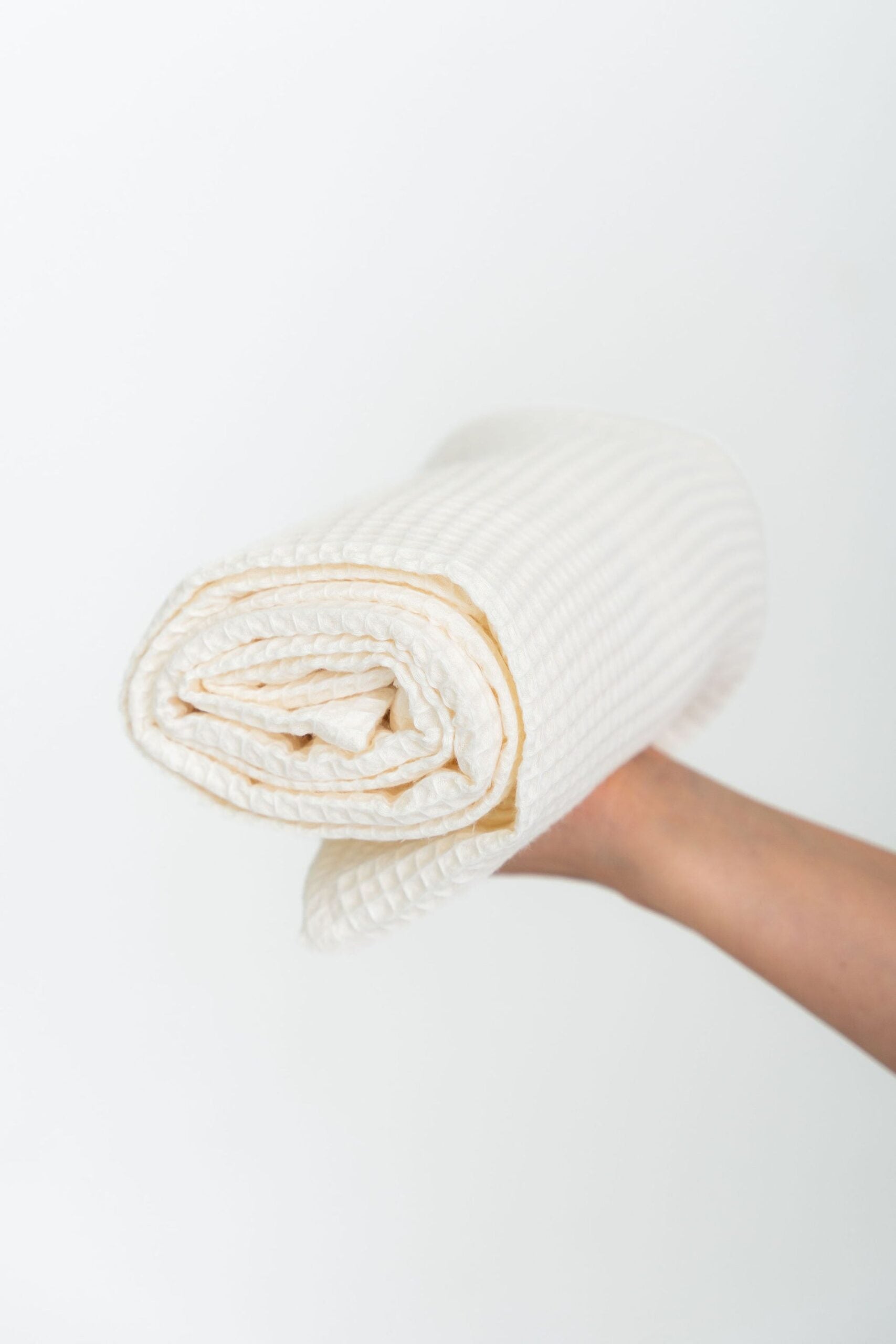 Organic Waffle Cotton Towel - Cream