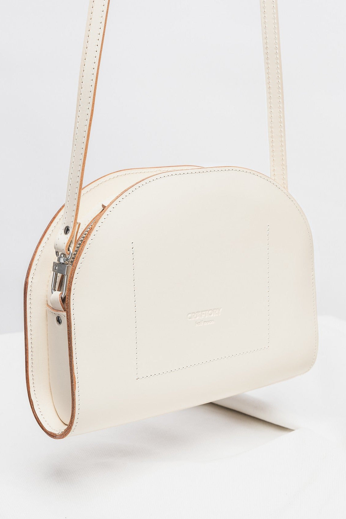 Leather Handbag Half Moon - Cookie