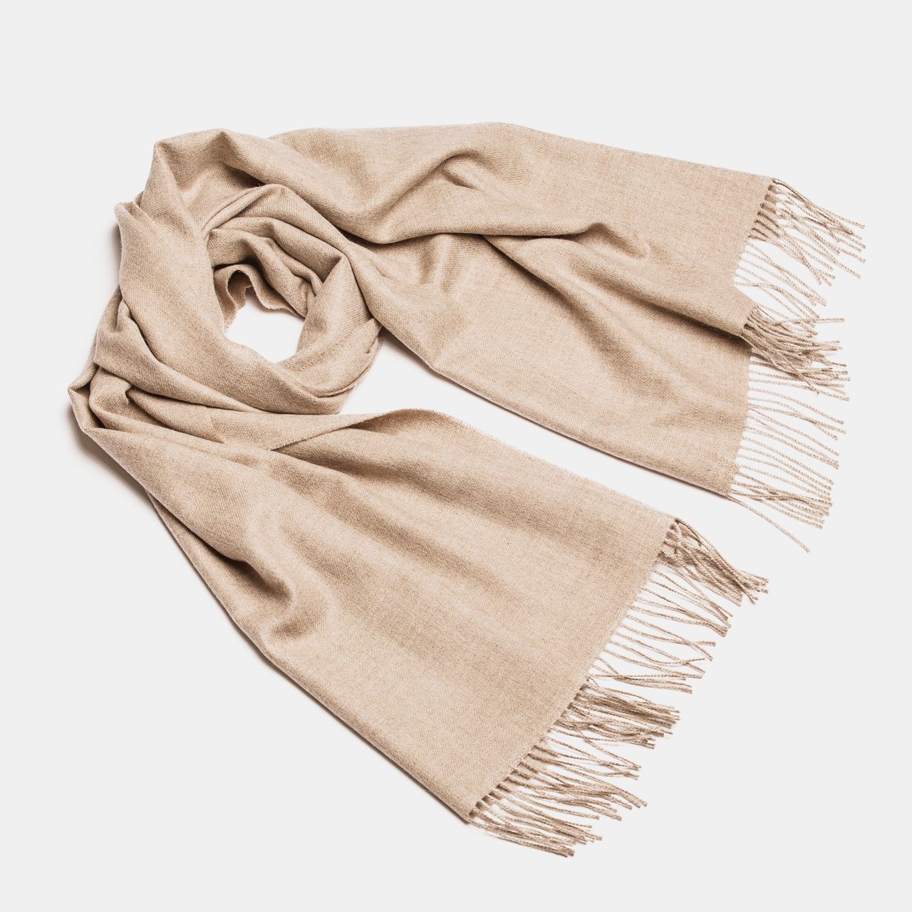 Natural Baby Alpaca Maxi-Scarf with Fringes